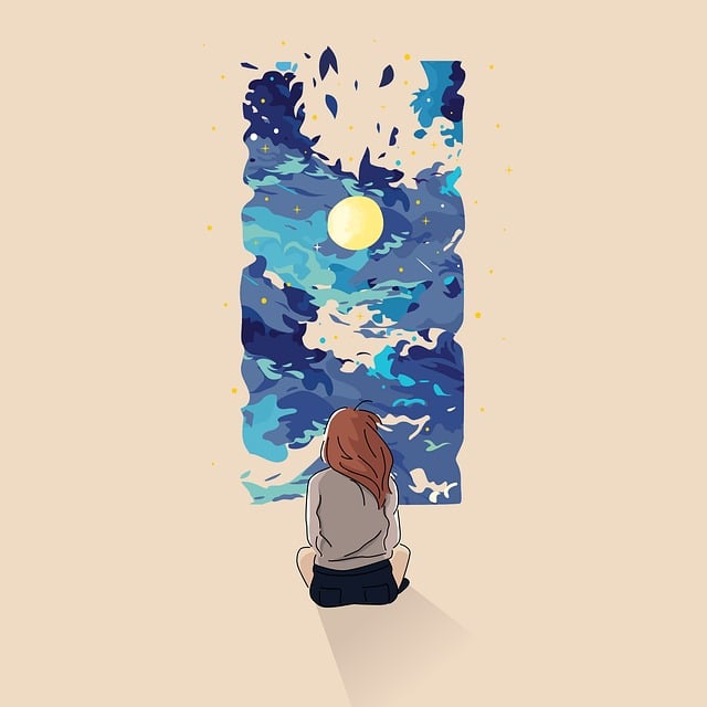 girl looking at the moon